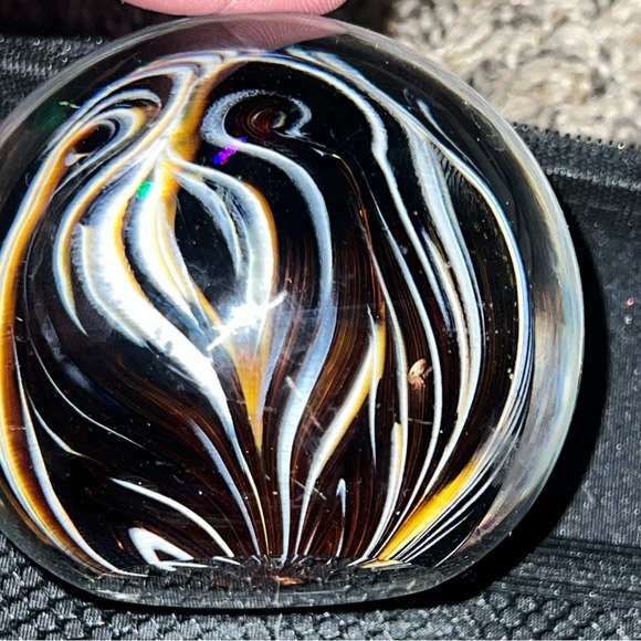 Artistic Glass Paperweight with Swirl Design
